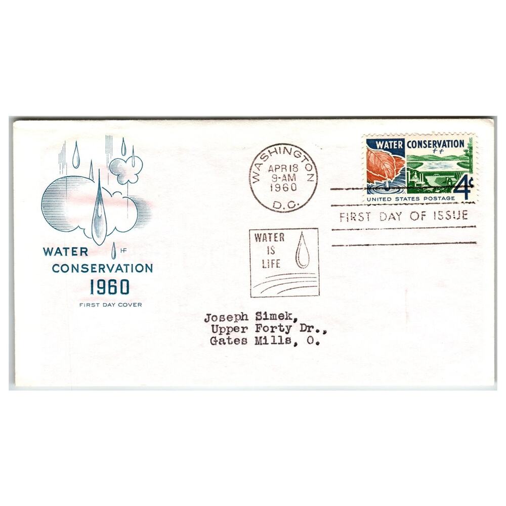 Scott #1170 1960 Water Conservation Stamp First Day Cover FDC Unaddressed